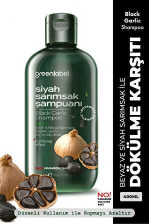 Greenlabel Siyah Sarımsak Özlü Parabensiz Tuzsuz Dökülme Ve Kepek Karşıtı Şampuan 400ml