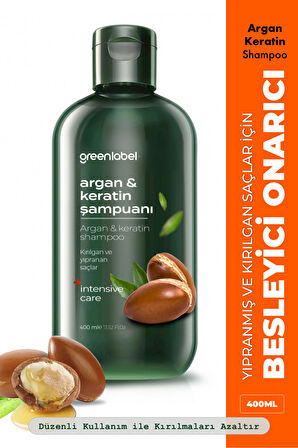 Greenlabel Argan Ve Keratin Özlü Kepek Karşıtı Besleyici Ve Onarıcı Şampuan 400ml