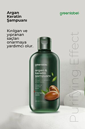 Greenlabel Argan Ve Keratin Özlü Kepek Karşıtı Besleyici Ve Onarıcı Şampuan 400ml