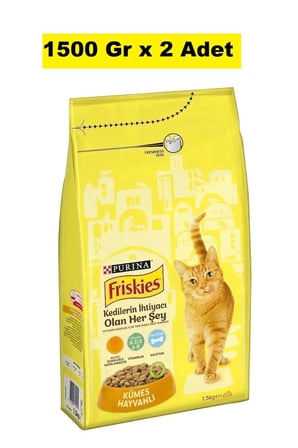 Kümes Hayvanlı Kuru Kedi Maması 1,5 Kg x 2 Adet