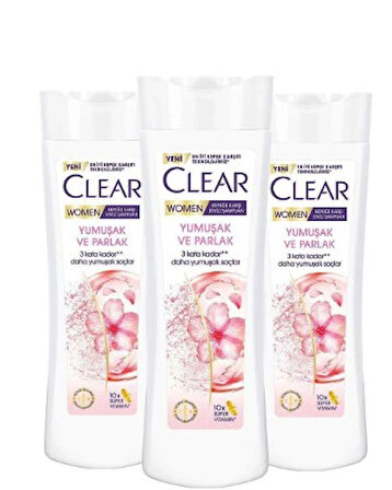 Clear Women Kepeğe Karşı Etkili Şampuan Yumuşak Ve Parlak 350 ml X3