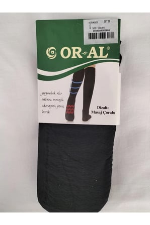 2'li siyah dizaltı masaj çorabı standart beden