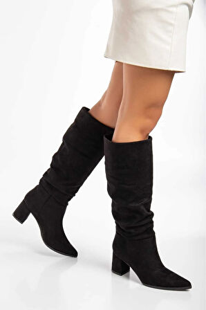 Kadın Lastikli Günlük Bot Kalın Tırtıklı Taban  Siyah