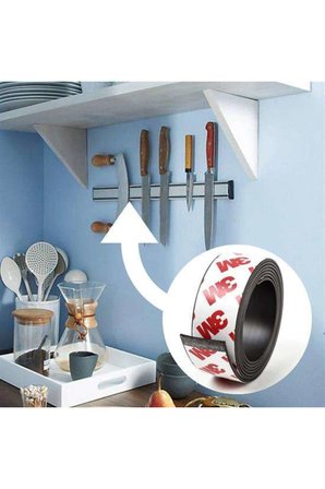 1 Metre Yapışkanlı Şerit Mıknatıs Çok Amaçlı Manyetik Magnet