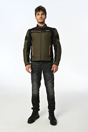 SHADOW KORUMALI MOTOSİKLET MONT HAKİ-SİYAH-NEON TURUNCU