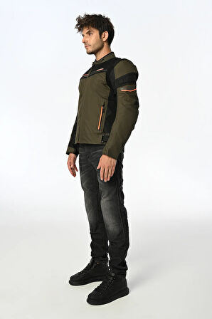 SHADOW KORUMALI MOTOSİKLET MONT HAKİ-SİYAH-NEON TURUNCU