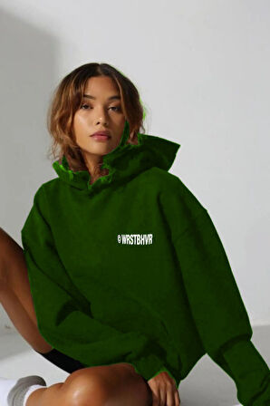 Kadın Siyah Baskılı Kapüşonlu Sweatshirt
