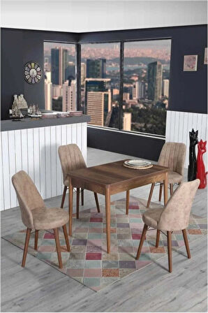 4 Kişilik Sabit Masa Sandalye Takımı 70x110 Cm Mutfak Masası Takımı Yemek Masası Masa Takımı
