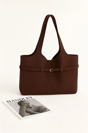 Lüks Suet Omuz Çantası Yavrulu – Çift Saplı Şık Tasarım