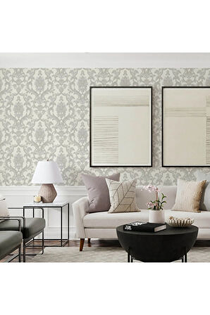 Dante 1407-1 Klasik Damask Desenli Duvar Kağıdı (beyaz)