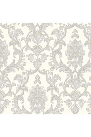 Dante 1407-1 Klasik Damask Desenli Duvar Kağıdı (beyaz)