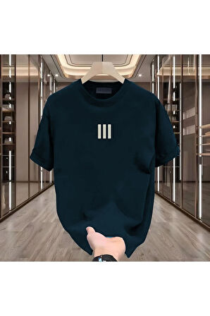 Newon 3 Çizgi Baskılı Beyaz Erkek Tshirt