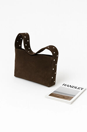 Lüks Süet Detaylı Stud Omuz Çantası