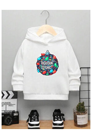 Çocuk Tasarım Everythng Is Fıne Baskılı Kapüşonlu Sweatshirt Pamuklu