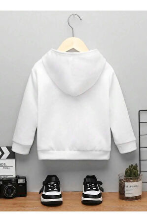 Çocuk Tasarım Everythng Is Fıne Baskılı Kapüşonlu Sweatshirt Pamuklu