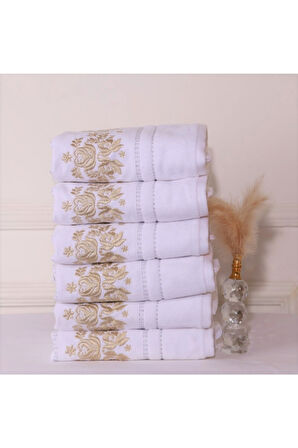 Özdilek Seda Simli Nakışlı 50*90 Havlu 6lı Gold