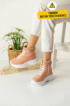 Abra Süper Hafif Ortopedik Yün Astarlı Kadın Spor Bot - Pudra