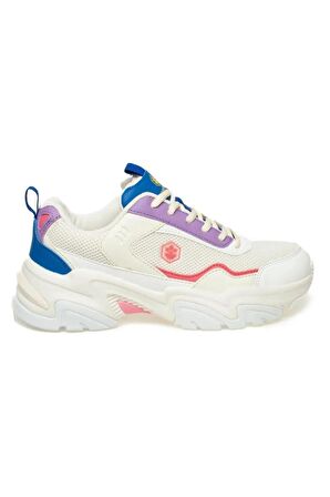 3W Joanna 3PR Beyaz Lila Kadın Kalın Taban Sneakers Ayakkabı