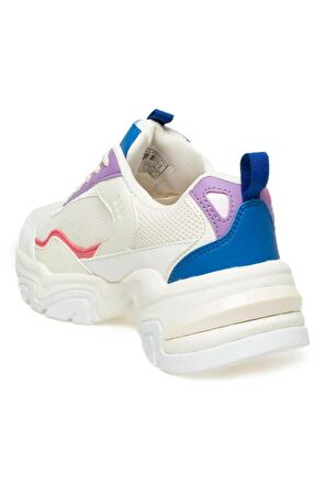 3W Joanna 3PR Beyaz Lila Kadın Kalın Taban Sneakers Ayakkabı