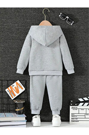 UNISEX GRİ PEMBE KURDELELİ AYICIK ÇOÇUK ALT ÜST TAKIM