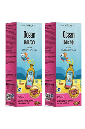 Ocean Tutti Frutti Karışık Meyve Aromalı Balık Yağı Şurup 150 ml 2 Adet