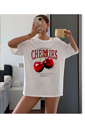 Unisex Siyah Bisiklet Yaka Pamuk Oversize Boyfriend T-shirt