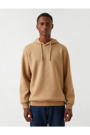 Basic Kapşonlu Sweatshirt Şardonlu