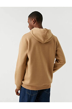 Basic Kapşonlu Sweatshirt Şardonlu