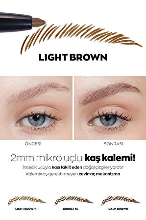 Micro Fine 2mm Uçlu Çevir Aç Kaş Kalemi Dark Brown