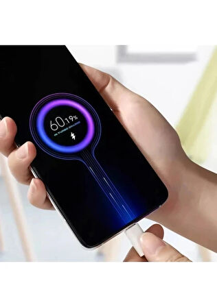 Samsung Galaxy A55 Uyumlu 120W Gan Type-C Kablolu Turbo Ev Tipi Şarj Aleti Salise Gösterir (Orginal Subzero)