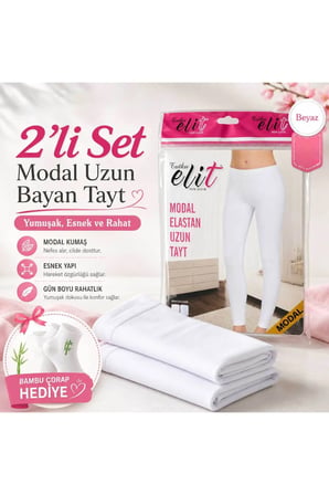 Tutku Elit 2'li Modal Uzun Tayt – Terletmez, Kaşındırmaz, Şeffaf Değil | Bambu Çorap Hediyeli