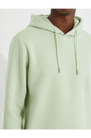 Basic Kapşonlu Sweatshirt Şardonlu