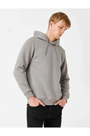 Basic Kapşonlu Sweatshirt Şardonlu