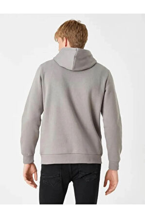 Basic Kapşonlu Sweatshirt Şardonlu