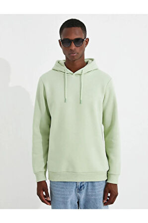 Basic Kapşonlu Sweatshirt Şardonlu