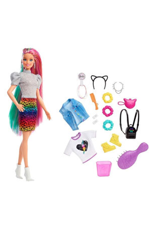 Leopar Desenli Saçlar Bebeği Grn81