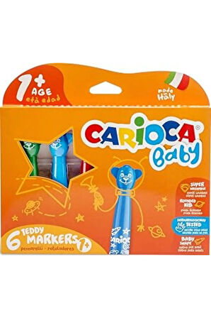 Carioca Teddy Jumbo Bebek Süper Yıkanabilir Keçeli Boya Kalemi 6'li 1 Yaş