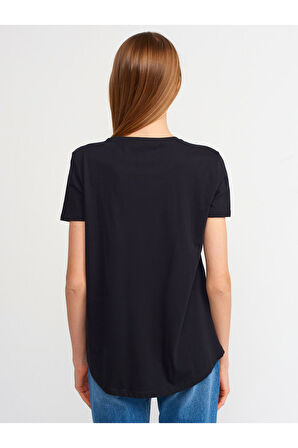 Dilvin Kadın Bisiklet Yaka Basic T-shirt - 3471