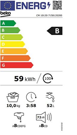 Beko CM 10120 A 10 kg 1200 Devir Çamaşır Makinesi