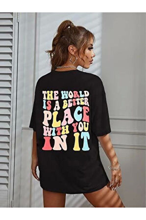 Aydoganticaret44 Bisiklet Yaka Baskılı T-shirt - Siyah