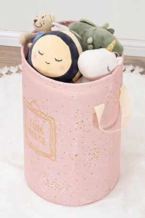 Baby Yuvarlak Torbalı Oyuncak/kirli Çamaşır Sepeti Pembe