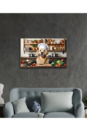 Köpek Görseli Ocak Arkası Koruyucu Modern Cam Yapay Zeka Büyük Tablo Ev 4mm Dayanıklı Temperli Cam