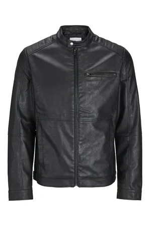 Jack&Jones 12261196 JJEDYLAN PU BIKER JACKET BLACK ERKEK CEKET