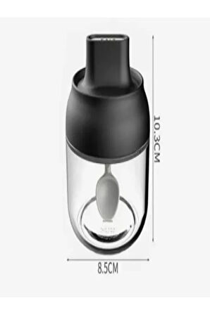 3 Adet Mat Kapaklı Kendinden Kaşıklı Baharatlık Seti - 330 Ml - Cam Kavanoz
