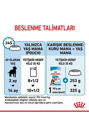 Royal Canin Maxi Puppy Buyuk İrk Yavru Kopekler İ̇Cin Parca Etli Yas Mama 140 Gr X 10 Adet