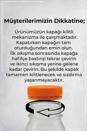 10'lu Boş Meyve Suyu Şişesi - 250 ml Turuncu Kapaklı Smoothie ve Ayran Şişesi