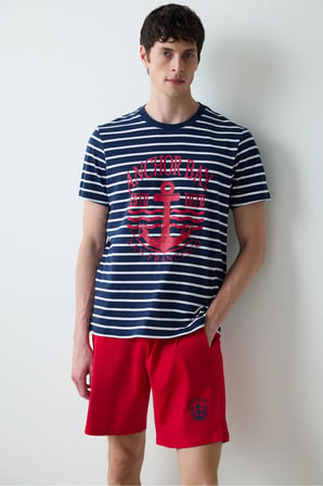Stripe Anchor Çok Renkli Şortlu Pijama Takımı