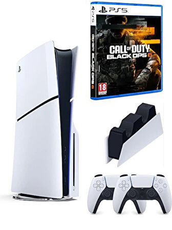 Playstation 5 slim + 2.kol dualsense + ps5 şarj istasyonu + Ps5 COD Black Ops 6 ( İthalatçı Garanti)