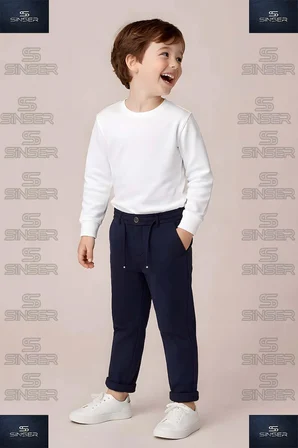 ERKEK Stil Pantolon Bel Lastikli Likralı Paça Katlamalı