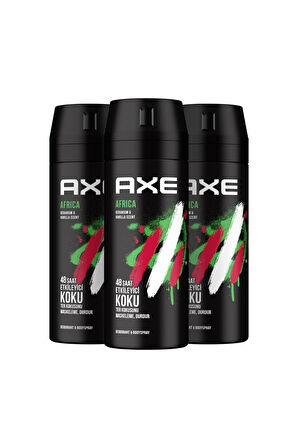 Axe Erkek Sprey Deodorant Africa 48 Saat Etkileyici Koku 150 ml X3 Adet